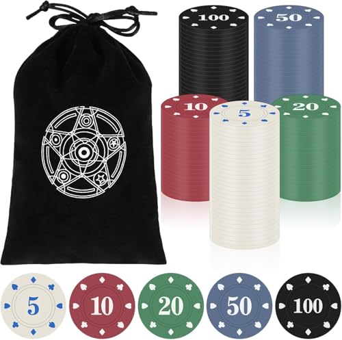 Zocipro 120Pcs Poker Chips Set Plastic Tokens with Denominations