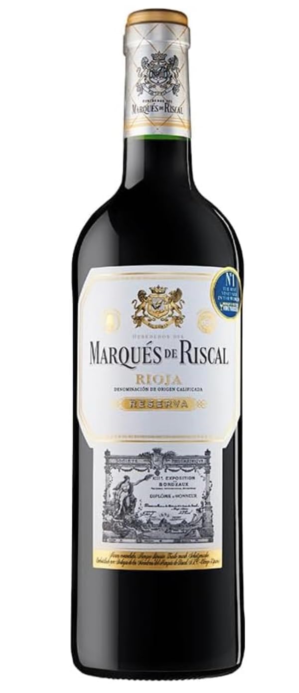 Marqués De Riscal Vino Tinto Reserva Denominación de Origen Calificada Rioja, Variedad Tempranillo, 24 Meses en barrica, 6 Botellas de 750 ml -Pack Mysecretwine-