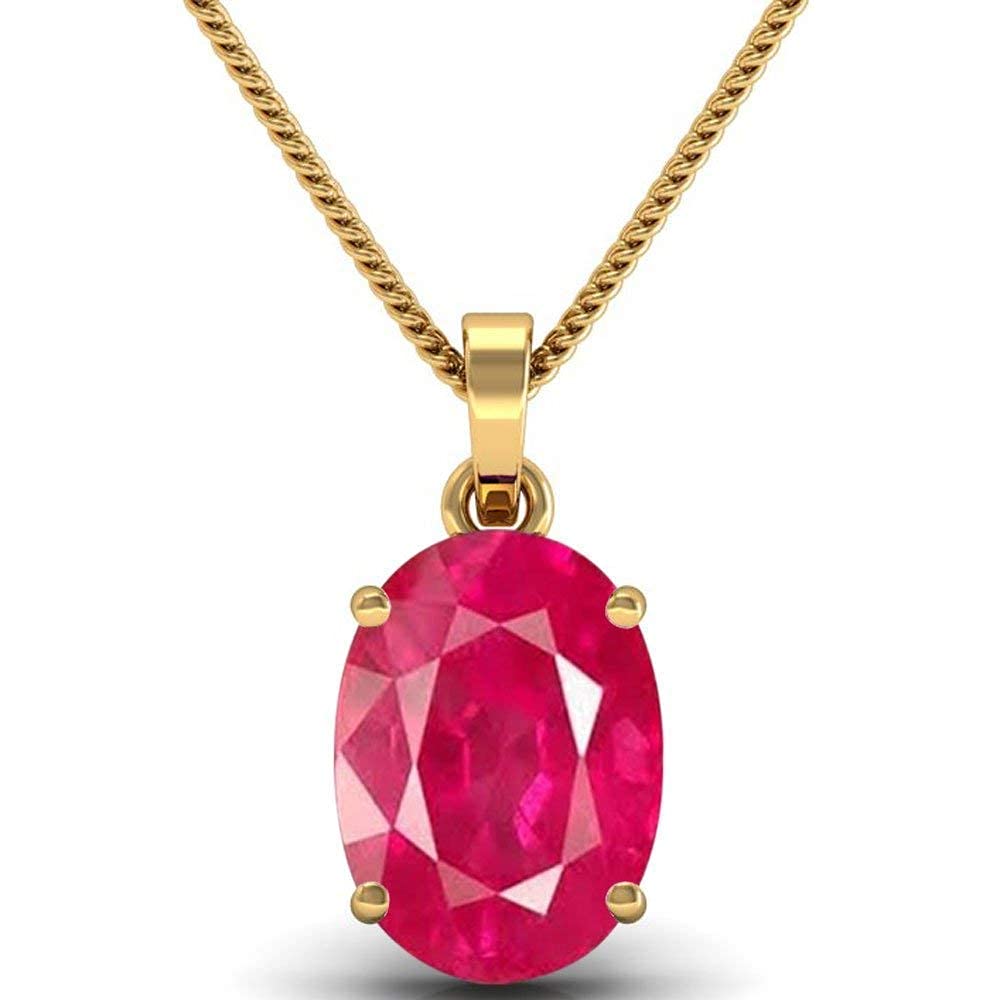 Certified 3.25 Ratti / 4.00 Carat A+ Quality Natural Ruby Manik Ashtadhatu Gold Plated Pendant/Locket Gemstone by Lab Certified(Top A+) Quality-image-3