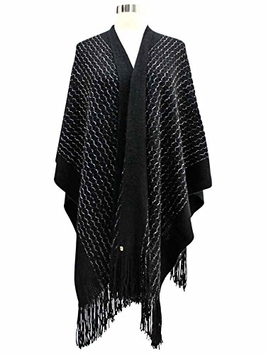 Luxury Divas Metallic Knit Shawl Wrap3