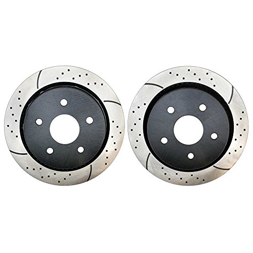 Prime Choice Auto Parts PR63008LR Rear Set 2 Drilled Slotted Performance Brake Rotors 5 Stud