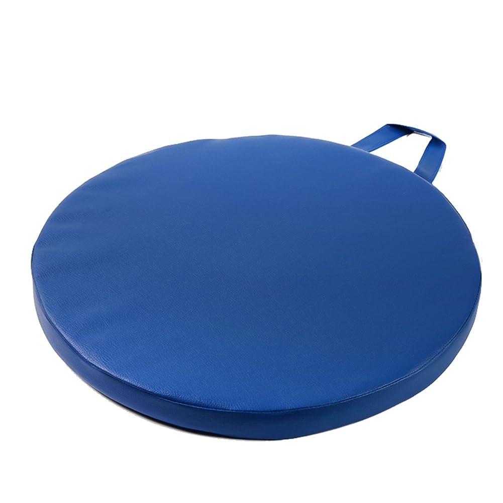 kuyouqi Waterproof Leather Seat Cushion Pad Portable Removable Bench Armchairs Cushion Padded with Memory Foam for Outdoor Home Garden (38 x 38 cm, Blue (Round))