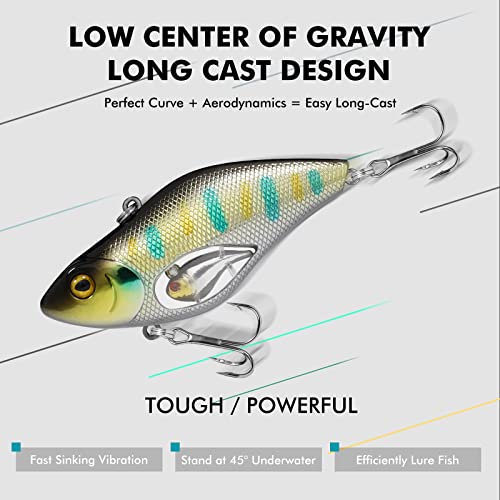 Image of TRUSCEND Easy Catch Crankbait with BKK Hooks, Shallow or Deep Diving Crank Bait Fishing Lures for Bass Pike Walleye, Unipue Wobble Design for More Bites, Vibe Lipless Crankbaits Freshwater Saltwater
