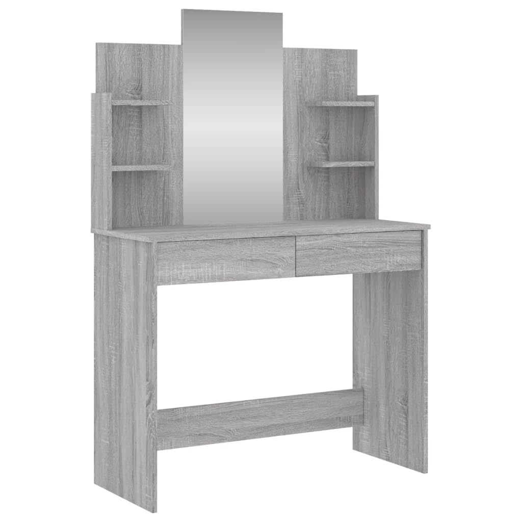 vidaXL Coiffeuse avec Miroir Sonoma Gris 96x39x142 cm