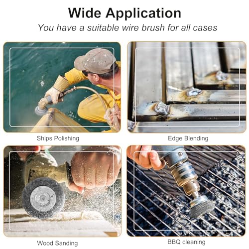 Image of 5 Pcs Wire Brush for Drills Set, Carbon Steel Wire Wheel Brush Cup Brush, 1 /4-Inch Hex Shank Wire Brush Drill Attachments for Cleaning Rust, Paint, Abrasive
