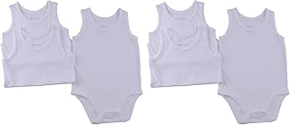 الصياد سالوبيت بكباسين بدون اكمام من القطن عبوة من 6 قطع، ابيض، 12-18 شهر