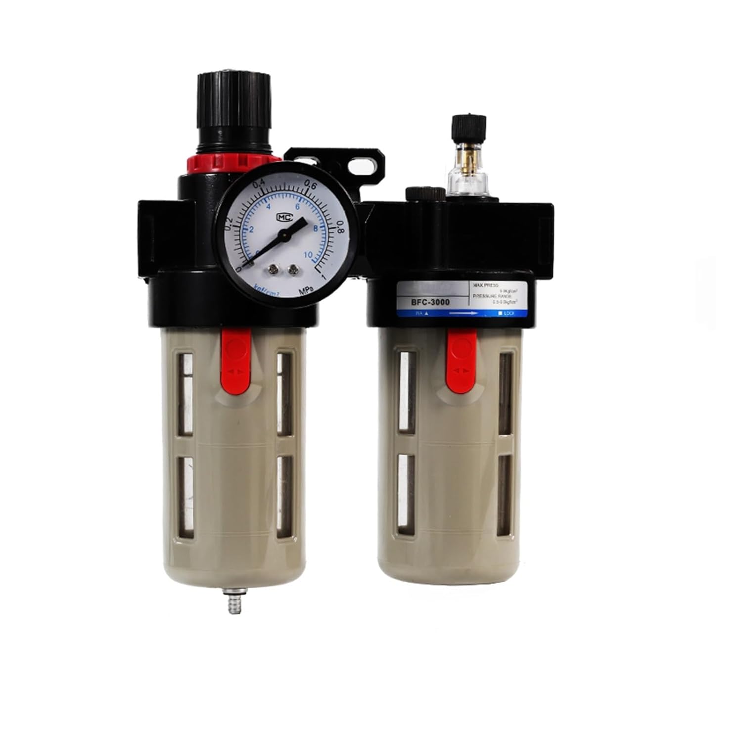 Pneumatic Oil-Water Separator Two-Piece BFC2000/3000/4000 air Source Processor Pressure regulating Filter(BFC4000 Plastic Cover)