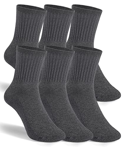 KEREDA 6 Pairs Girls Boys Socks Cotton Breathable Kids School Socks Grey Black White 5-13 Years