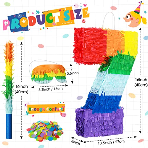 Rainbow Number Pinata Multicolor Number Pinata Small Kids Birthday Party Pinata With Blindfold Stick And Confetti Small Pinata For Birthday Anniversary Cinco De Mayo Fiesta Party Decor (Number 7) #TOP3