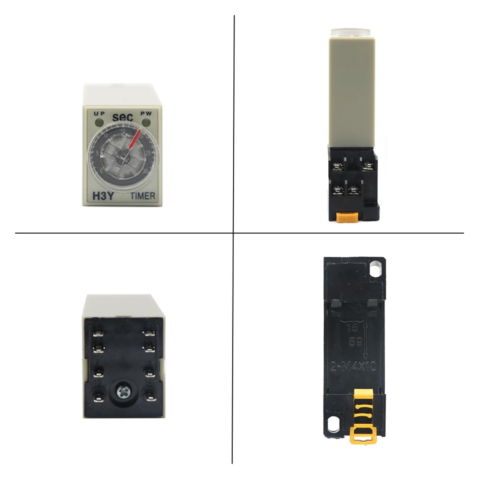 H3Y-2 Timer di ritardo AC220V con presa di base Manopola rotante di accensione DPDT 0-30s 60min relè regolabile per l'automazione domestica (0-30 minuti)