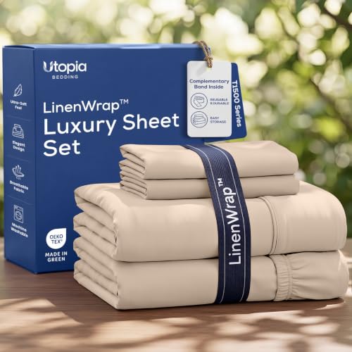 Image of Utopia Bedding Twin Sheet Set 3 Piece Soft Sheets - Beige