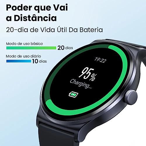 Smartwatch Solar Lite Bluetooth 5.3 Tela 1.38 pol. Bateria 10 dias Relógio Inteligente Classificação