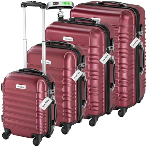 tectake® Set di 4 Valigie Rigide Mila, Trolley Inseribili con