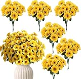 Fairblo 12 Bündel Sonnenblumen Künstlich Strauß Kunstblumenstrauß Gelb