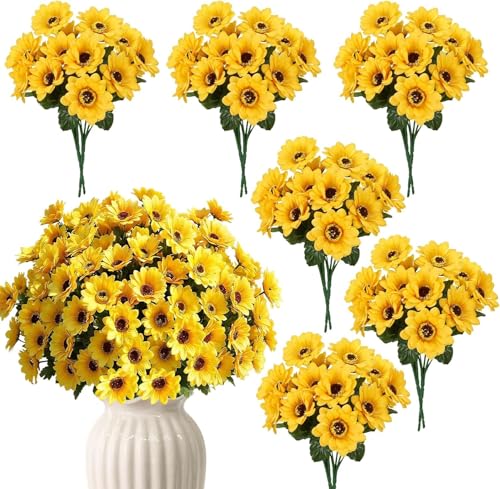 Fairblo 12 Bouquets de Tournesols Artificielles Fleurs Jaune en Soie