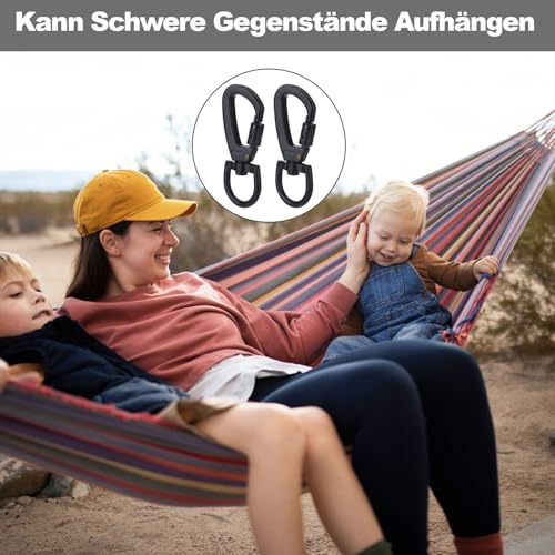 2 Stück Karabinerhaken mit Drehscharabin Hundeleine Karabiner Edelstahl Karabiner Schlüsselanhänger Bolzenkarabiner Scherenkarabiner Schwarz
