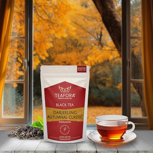 Image of TEAFORA Darjeeling Autumnal Classic Black Tea | Autumn Flush Loose Leaf | Strong, Robust Taste & Aroma | Freshly Sourced Direct From Origin | Brew Hot or Iced Tea -100g