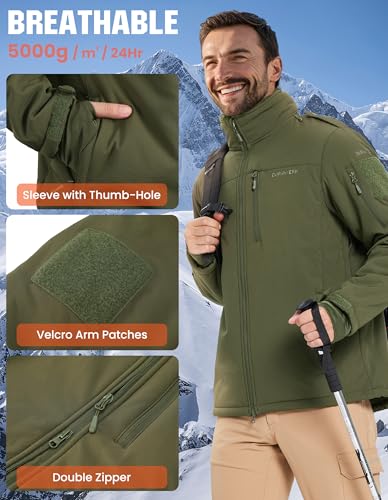 DURAWERK Mens Tactical Jacket Fleece Softshell Water Resistant Jackets for Men Hooded Windbreaker Military Hiking Jacket3