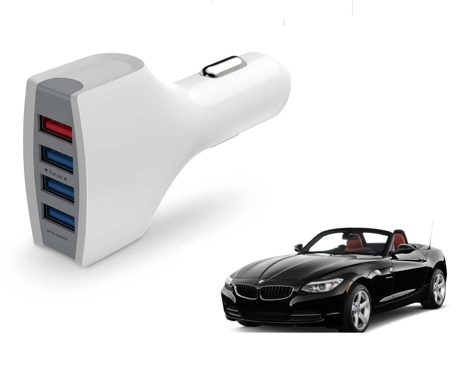 Kozdiko USB Car Fast Charger 4 Ports Multi Sockets 36W 4.1 Charger All Andriod & i-Os Smartphones for BMW Z4