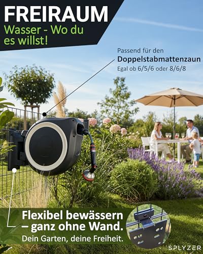 Schlauchbox Halterung für Doppelstabmattenzaun – universal Kompatibel mit Schlauchboxen & Schlauchtrommeln – Halter zur Zaunmontage, witterungsbeständig & pulverbeschichtet Anthrazit – SPLYZER®