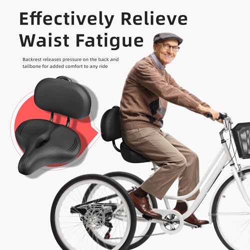 image for COOLWUFAN Oversized Bike Seat with Backrest for Peloton Bike, Wide Bic