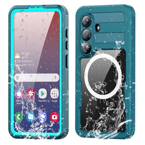 Omio Designed for Galaxy S26 Waterproof Case Compatible with MagSafe, Magnetic Waterproof Full Body IP68 Underwater Case Built-in Screen Protector Military Grade Shockproof Case for Men Women Teal by Omio - Used condition - US$14.16