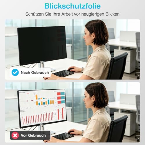 Pozlle Blickschutzfolie für 27 Zoll 16:9 (59.8 x 33.7 cm) Monitor, Blaulichtfilter, Blendschutz, Abnehmbar Sichtschutzfolie für Computermonitore, PC Blickschutzfilter für Büro