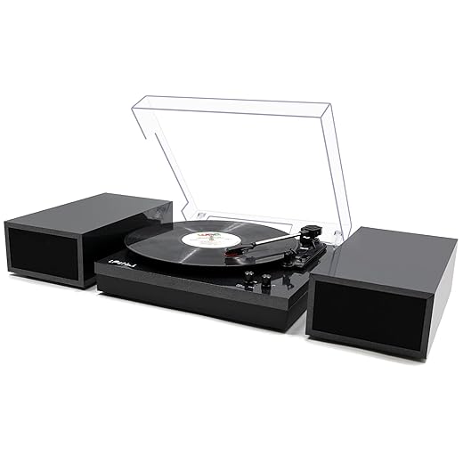 LP&No.1 Bluetooth Vinyl Record Player with External Speakers, 3-Speed Belt-Drive Turntable for Vinyl Albums with Auto Off and Bluetooth Input