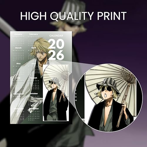 Image of 2026 Anime Calendar - Kisuke Urahara from Bleach | 12 inch x 18 inch size | Wall Decoration Aesthetic Calendars