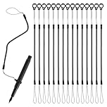 Hpmjz Pen Leash, 15Pcs Tablet Pen Lanyard, Retractable Black Pens Holder, Stylus Keychain Elastic Lanyard Tether, Silicone Anti Lose Pens Leash for Tethering Stylus to Touchscreen