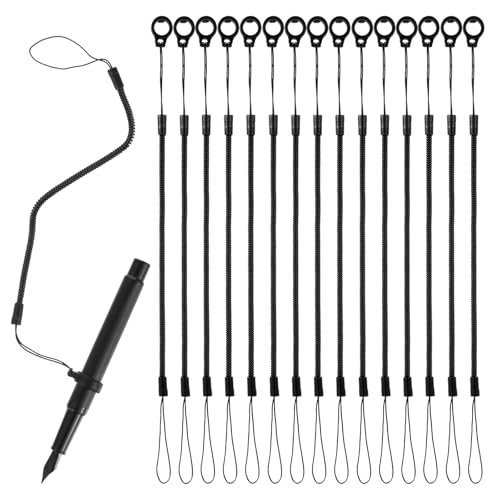 15 pcs Pen Leash Silicone Lanyard Tablet Stylus Holder Anti Lose Pen Leash Elastic Lanyard Tether with Silicone Rings Retractable Pencil Straps for Tethering Stylus to Touchscreen