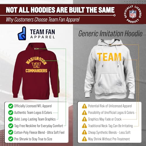 Image of Team Fan Apparel NFL Gameday Hoodie Pullover Sweatshirt for Men and Women | Officially licensed NFL Gameday fleece pullover - kangaroo pocket, ribbed cuffs, drawstring hood, unisex fit