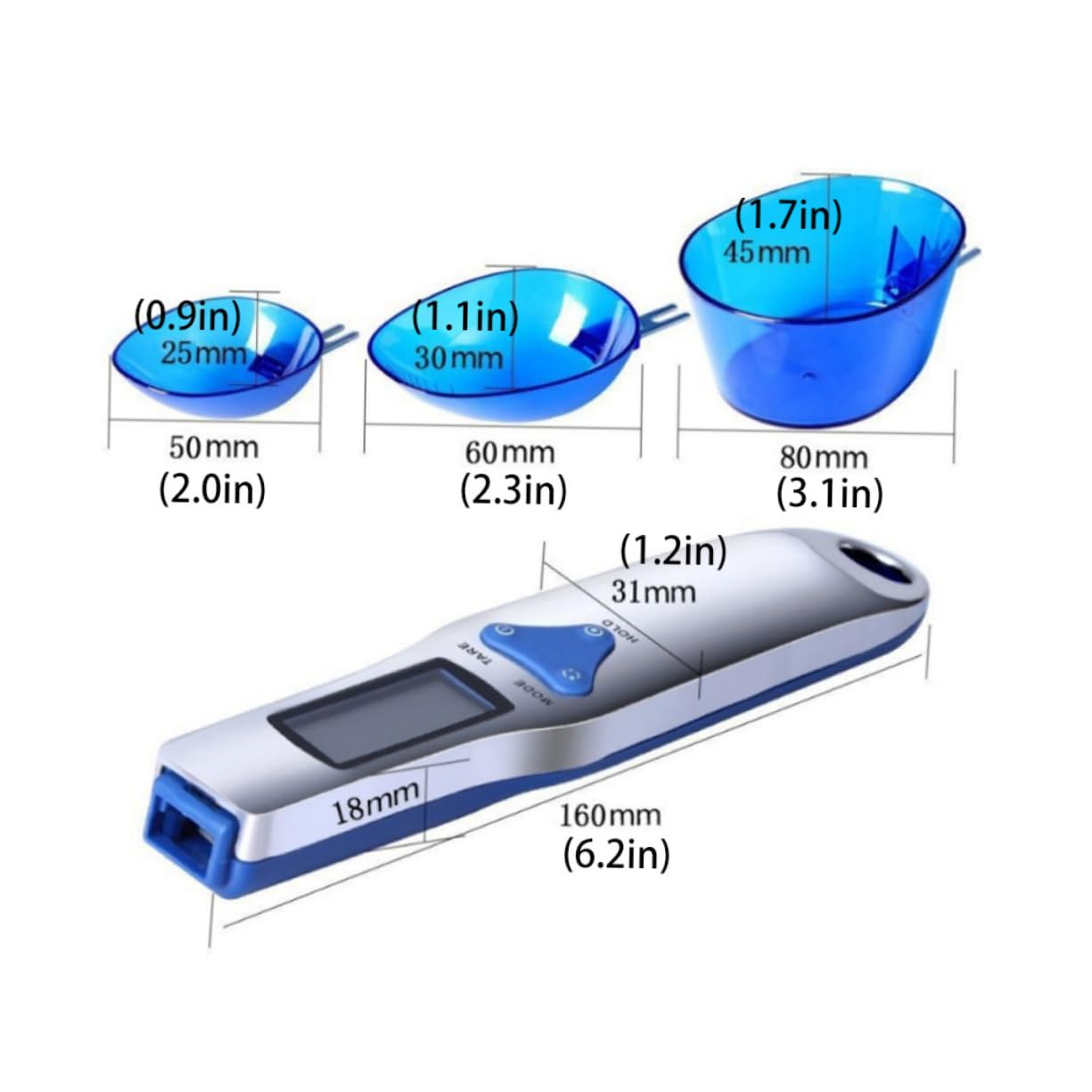 MAGICLULU 2St elektronisch digitale gewichtslöffel küche Digitale Waage für das Körpergewicht küchenmaschiene kochgeschirr Löffelwaage Löffel mit digitaler Waage ABS-Kunststoff Blue