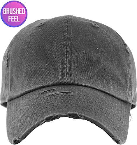 Image of KBETHOS Vintage Washed Distressed Cotton Dad Hat Baseball Cap Adjustable Polo Trucker Unisex Style Headwear