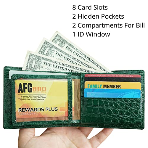 Image of HATA Men Leather Bifold Wallet RFID Blocking Front Pocket Exotic Billfold Handmade Gift For Birthday Wedding Anniversary Father's Day