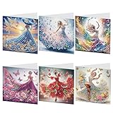 AMZGSHOP Juego de 6 tarjetas de felicitación de pintura de diamantes, tarjetas de felicitación plegables, tarjetas de felicitación hechas a mano, postales creativas hechas a mano con mosaicos