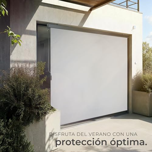 Toldo vertical exterior enrollable con manivela y proteccion solar gris para balcon 8