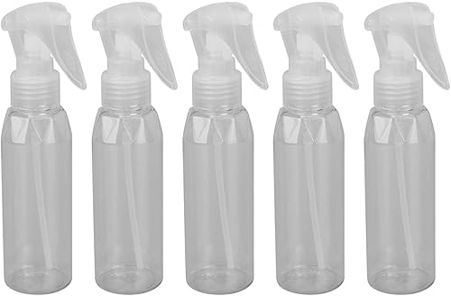 5 botellas de spray de plástico de 3.4 fl oz, botella de spray vacía de plástico reciclable transparente, botella de spray de viaje, botellas de