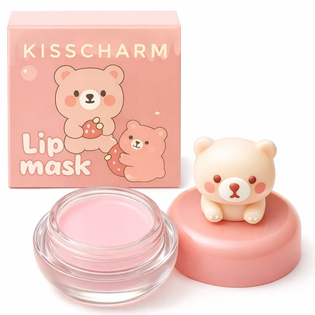 Cute Bear Lip Mask for Women & Girls – Deep Moisturizing Overnight Lip Treatment | Hydrating Pink Lip Balm for Dry, Chapped & Cracked Lips | Nourishing Repair & Softening Care Formula (Light Pink)-image-14
