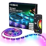 Roran Smart LEDs Light Strip, 60 LEDs/m, 16.4ft Wi-Fi RGB Strip Light, Work with Google & Alexa, App & Voice Control, Music Sync, IP65 Waterproof Strip Lighting, Black Shape