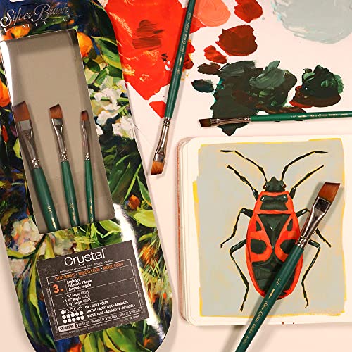 Silver Brush Limited Cr-6821S Art Brushes, Watercolor Brushes, Short Handle, 3-Piece Set #TOP4