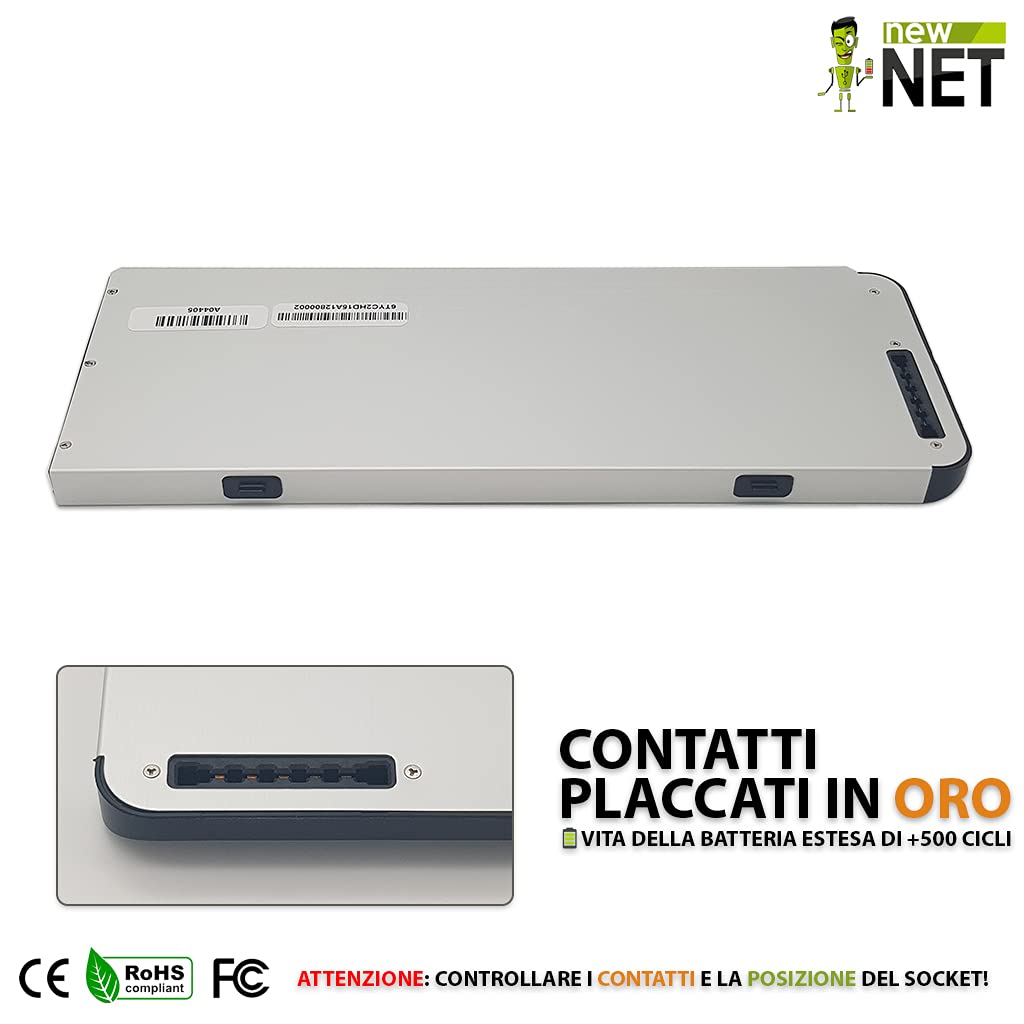 new net Batteries - Batteria [ 10.8-11.1 V - 5400 mAh - 58 Wh ] Compatibile con Mac Book 13 A1280 A1278(2008 Version)