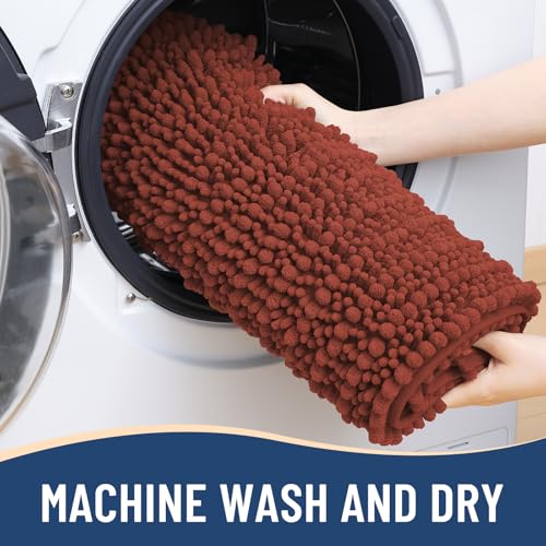 Image of Arotive Luxury Small Bathroom Rugs 24x16, Extra Soft Thick Absorbent Shaggy Chenille Bath Rugs, Machine Wash Dry, Bath Mats for Bathroom Floor, Tub and Shower, Home Decor Accessories, Rustic Terracott