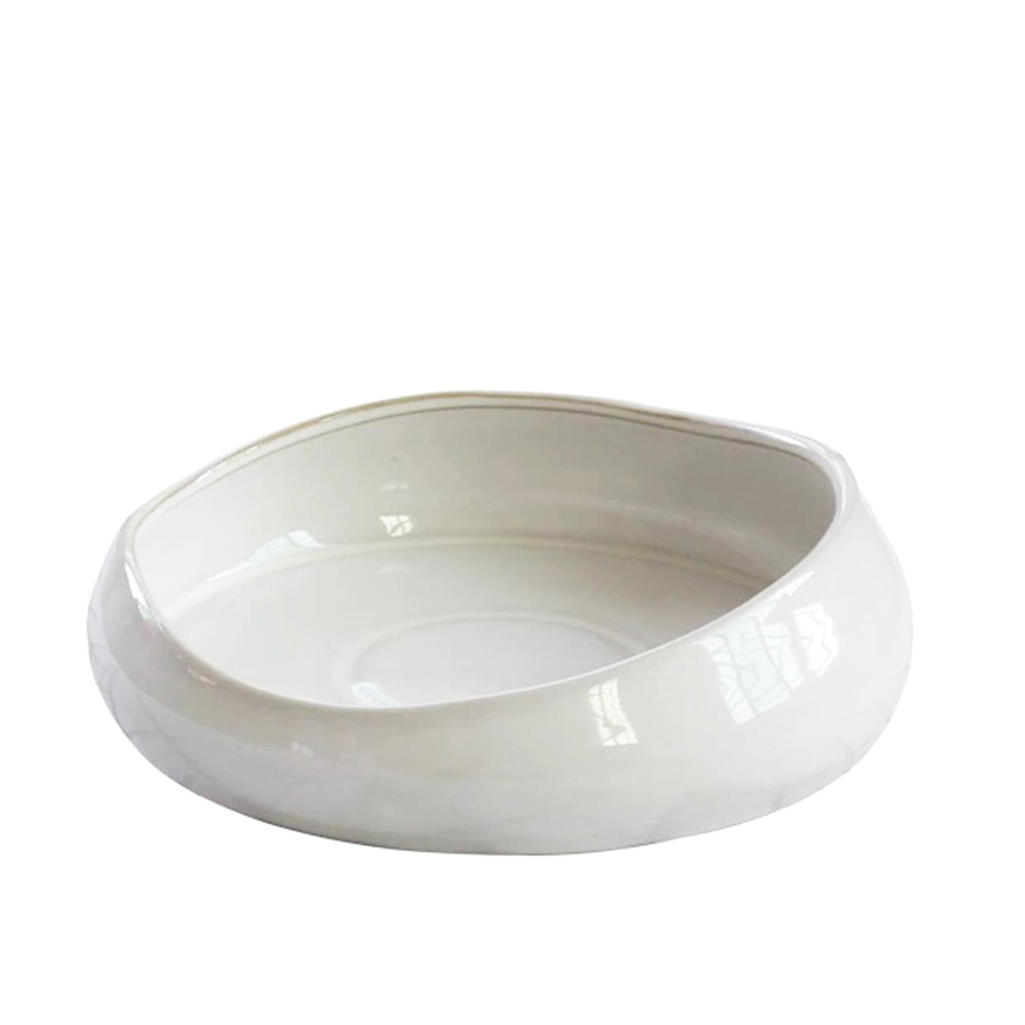 Handmade Irregular Fruit Bowl, Suitable for Decorating The Center of A Ceramic Bowl On The Kitchen Countertop, Dining Table, Or Entryway Table. Dishwasher and Microwave Safe, 21cm (Grayish White)