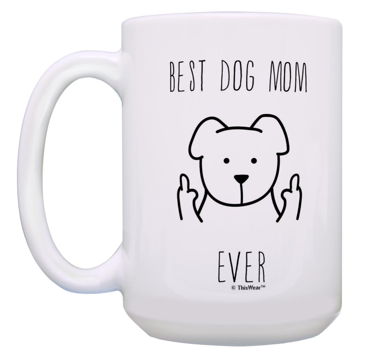 ThisWear Best Dog Mom Ever & Best Dog Dad Ever 2 Pack 15oz Ceramic Coffee Mug Set