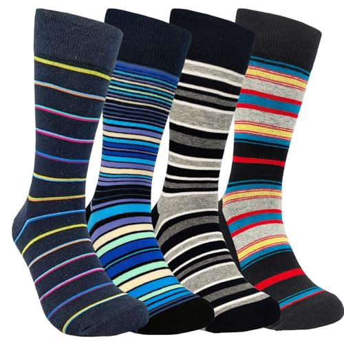 HSELL Funny Mens Colorful Dress Socks Crazy Design Argyle Striped Funky Pattern Cotton Socks for Men Gfits