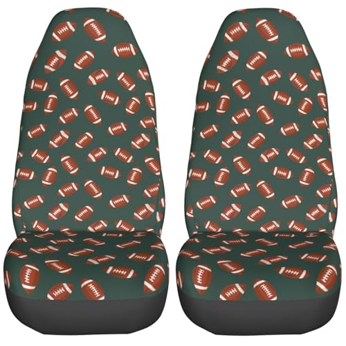 Flat American Footballs 2 Pcs Car Seat Covers Set Vehicle Front Seat Protector Auto Interior Accessories Protetors Car Mat Covers Universal fit Most Car SUV Van Truck4