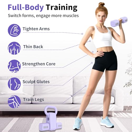 Image of Hezeyferg 2-in-1 Adjustable Dumbbells Set, 4 Levels Weight Dumbbells Set for Women Men, Each 2.2 /3.3 /4.4 /5.5lb Hand Weights with Kettlebell Form for Home Gym Exercise Training