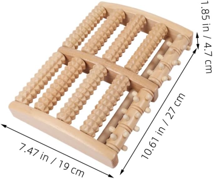 ARTIBETTER Wooden Acupressure Foot Massager Roller with Five Rows of Beads, Dual Foot Reflexology Massage Tool for Home Use, Calf and Leg Massage Roller for Relief and Relaxation