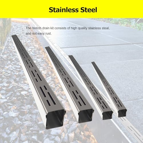 Kit de vidange de canal en acier inoxydable 100 cm pour drainage de l'eau extérieur - 4